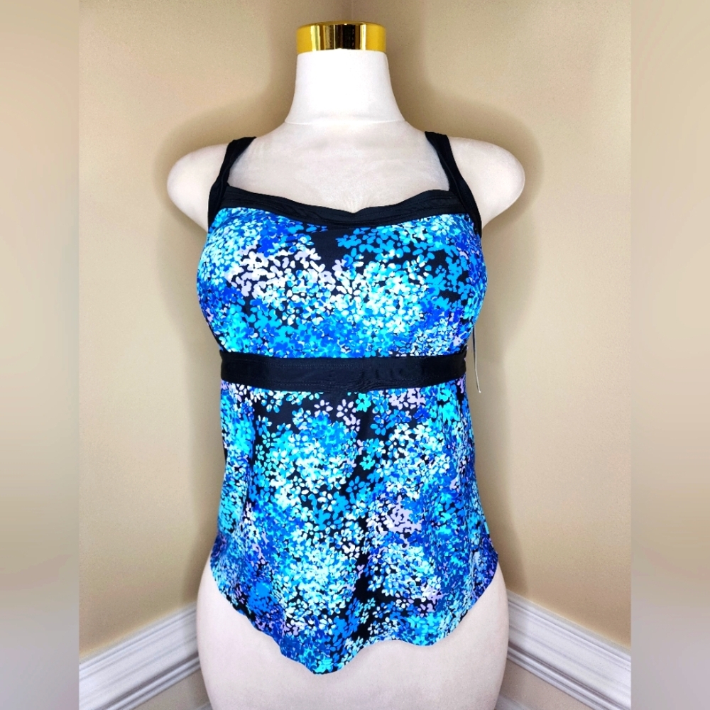Beach Belle Swimwear Blue Floral Swim Top